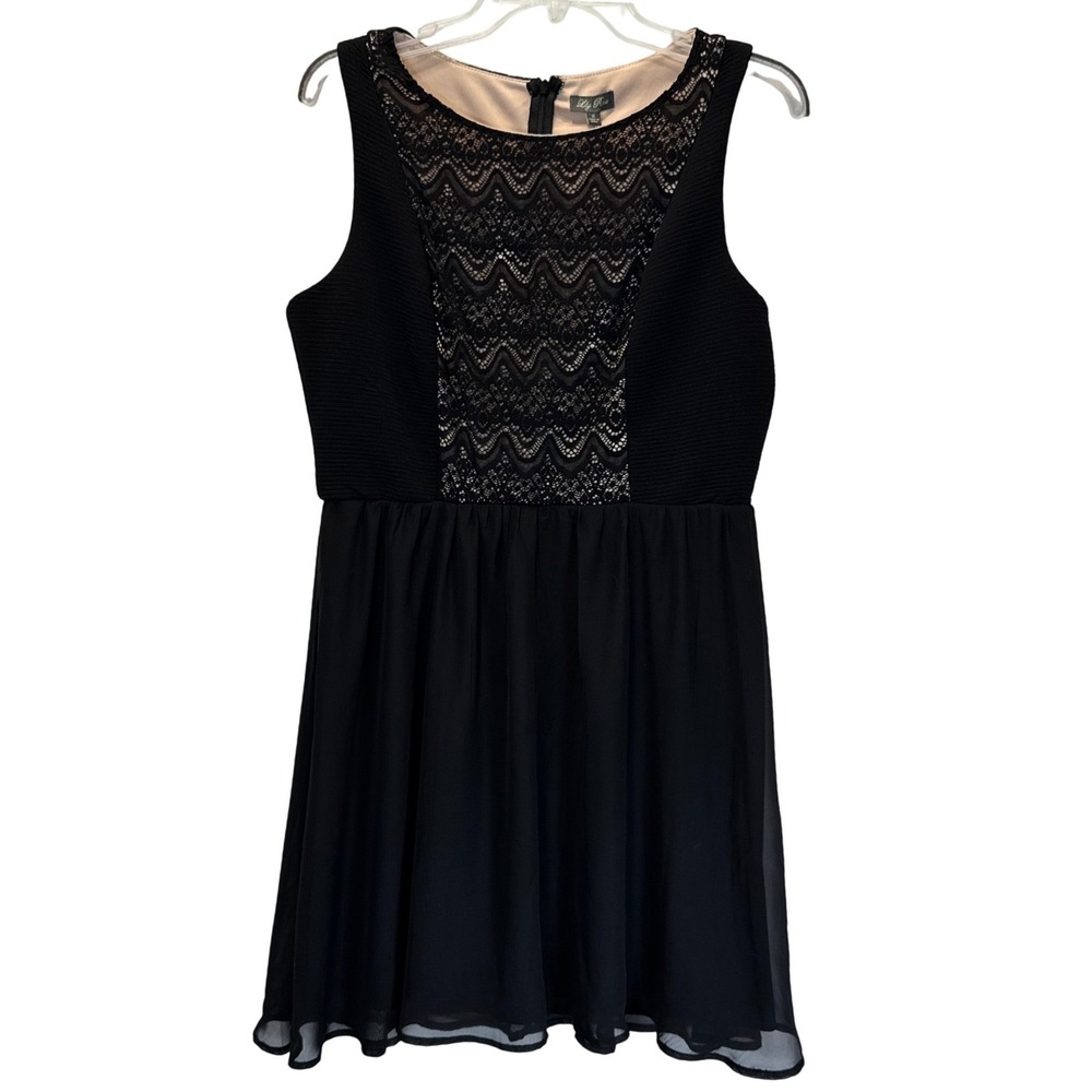 Lily‎ Rose Dress Girls 11 15653U06A16 Black Lace Mixed Media Fit Flare NEW
